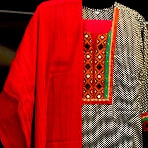 Black and Red Kurti ( Mid length Top )